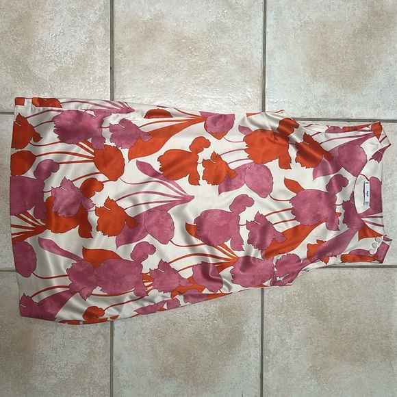 MANGO MNG Pink Orange Floral Printed Shift Dress M - Picture 2 of 7